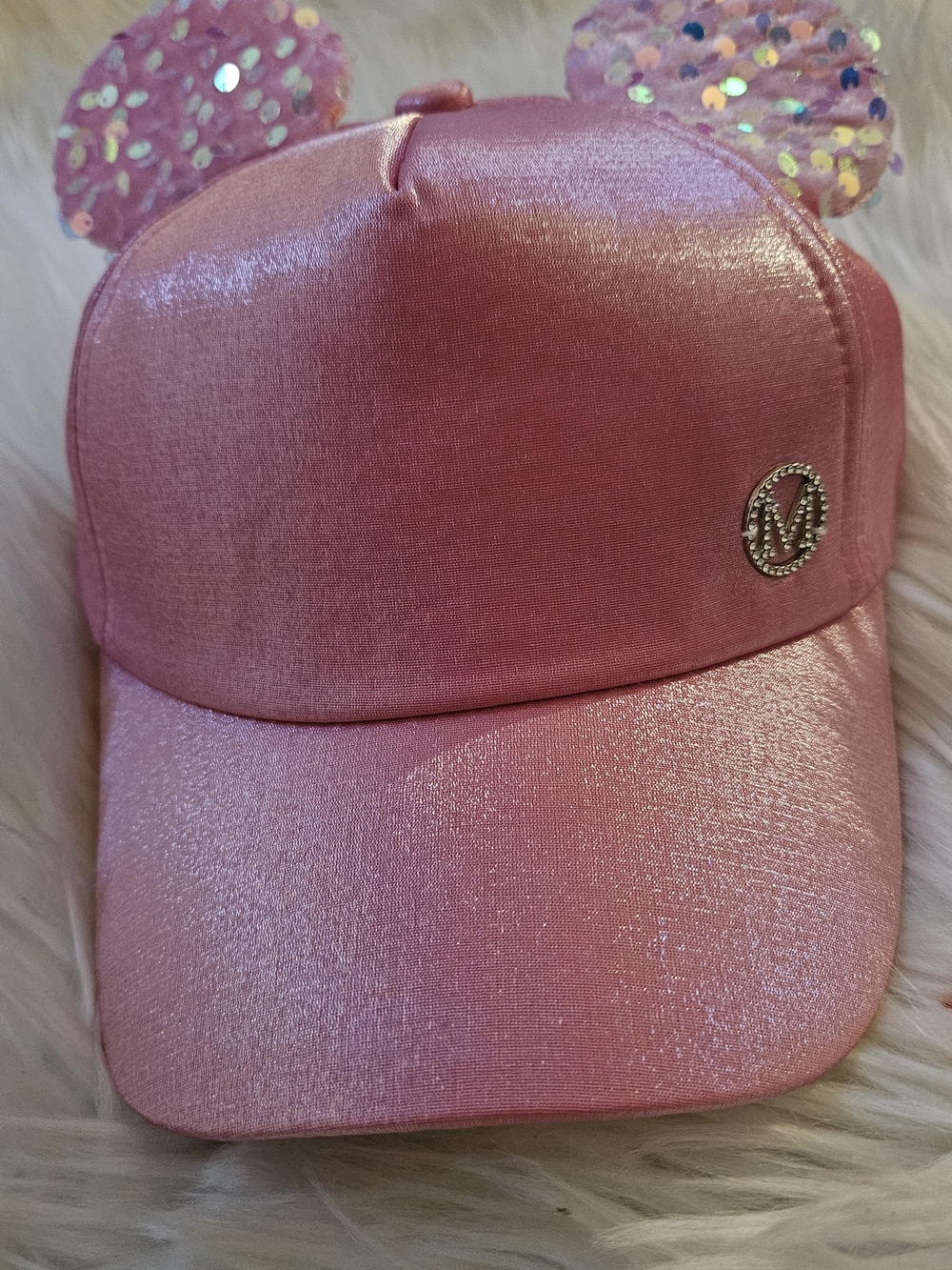 Othr Pink Sequin Ear Shimmer Baseball Cap